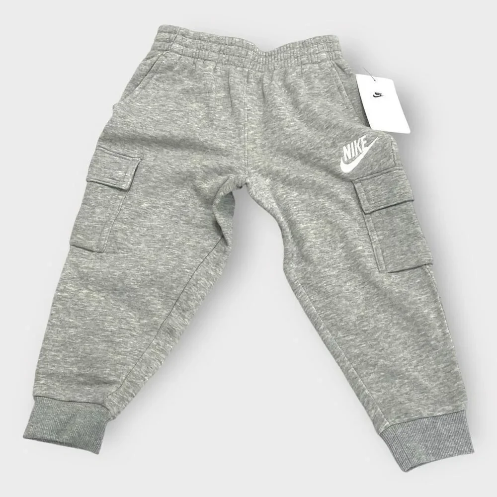 Nike Sportswear Club Fleece Cargo Pants Gray Heather Big Kids size 3-4 XS New